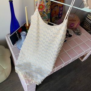 gold and white sparkly shimmer dress